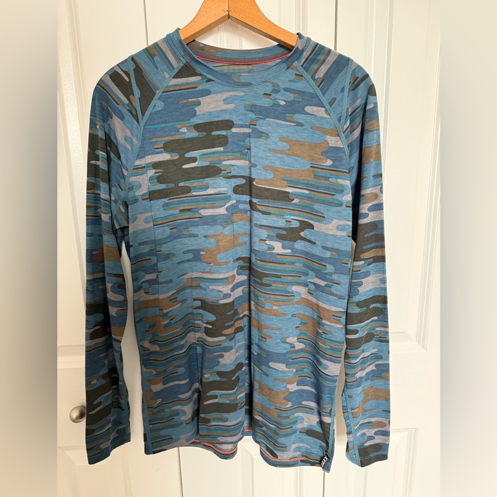 Saxx Viewfinder Men Polyester/Merino Wool  Long Sleeve Crew Neck T-Shirt Size M
